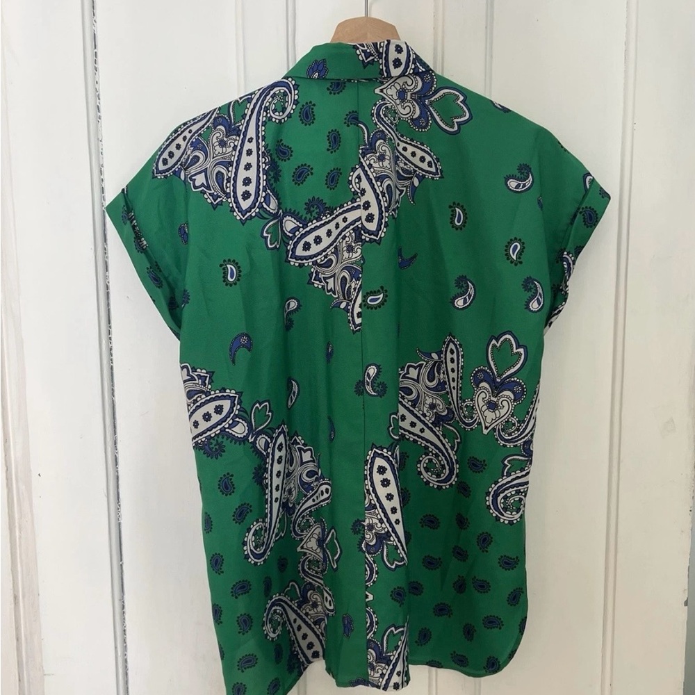 Zara Green Paisley Shirt Blouse